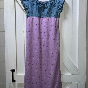 Vintage Y2K Arizona Denim and Purple Floral Cap Sleeve dress Girls size 10